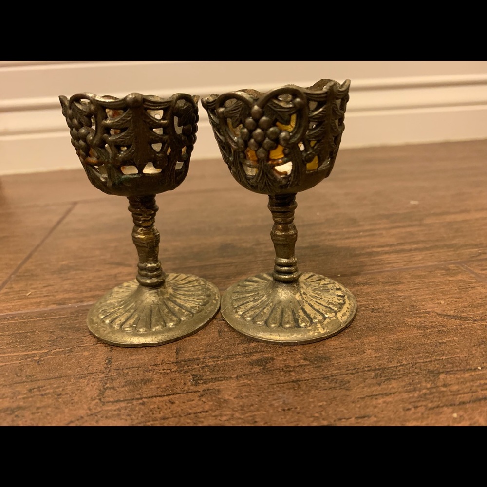 Set of bronze candle holders